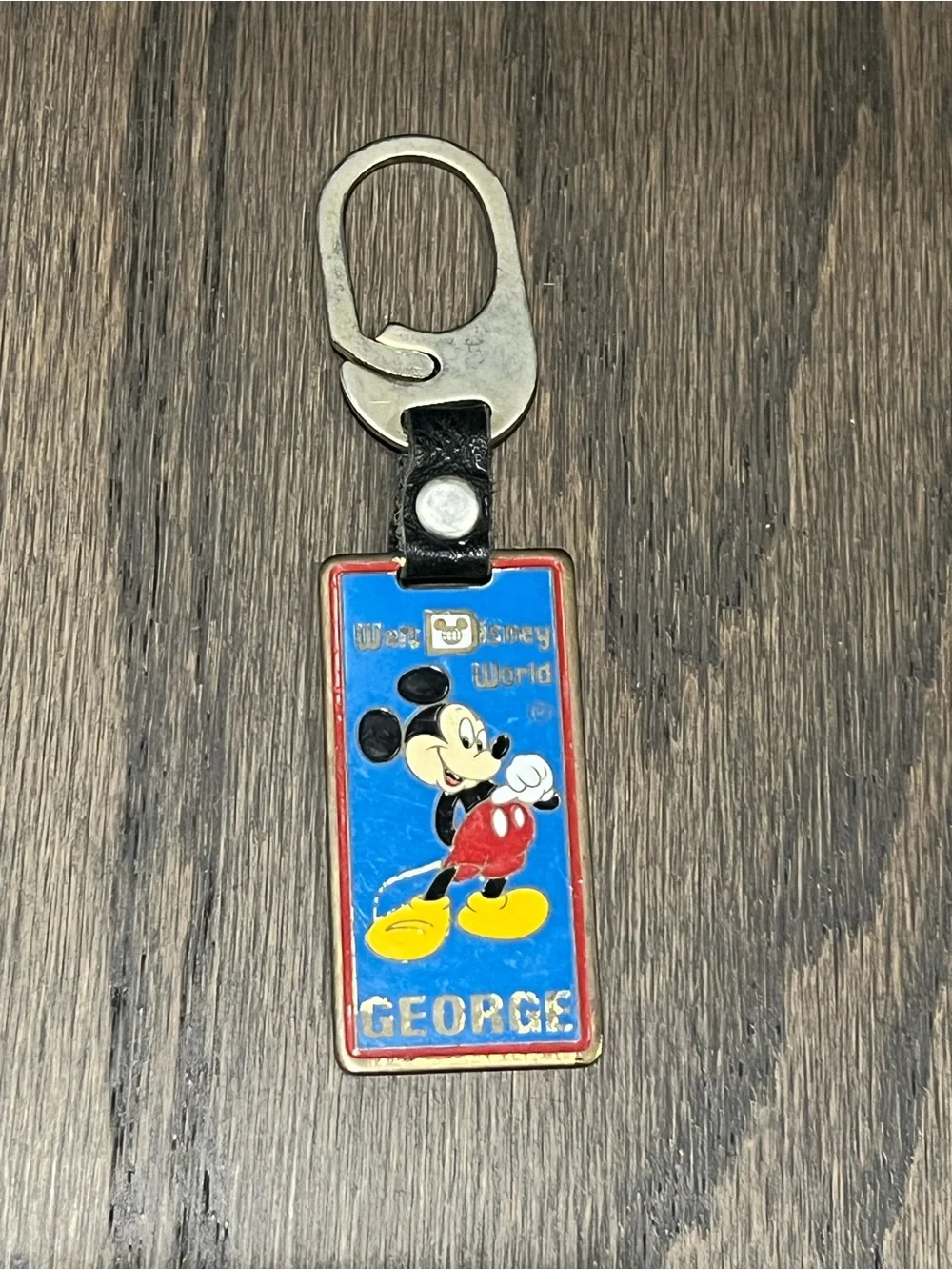 Vintage 90s Walt Disney World Mickey Mouse Personalized Name GEORGE Keychain